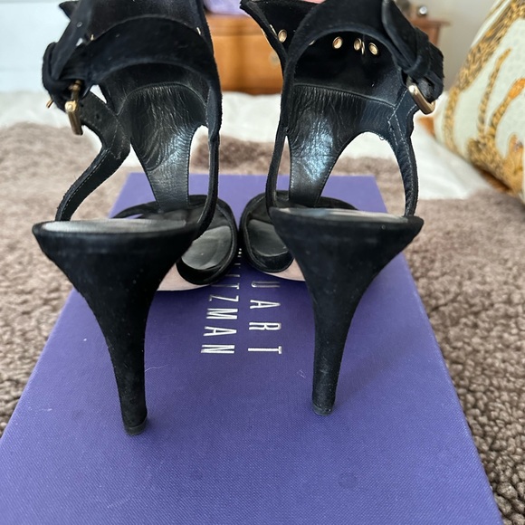 Stuart Weitzman “Frenchcuff” black suede heels - Picture 2 of 9